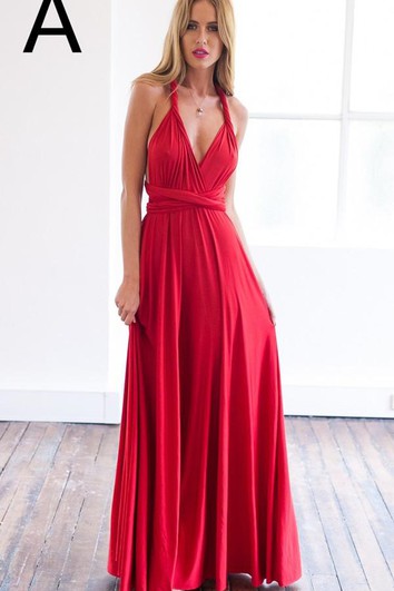 Sexy A-line Sleeveless Red Detached Prom Dress Floor-length