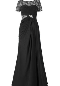 Short-sleeved Chiffon Gown With Illusion Style