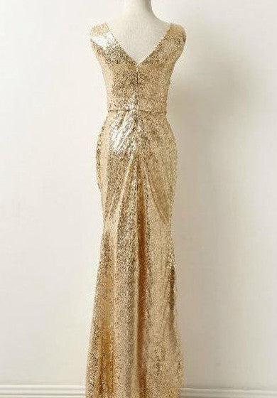 V-Neck Sleeveless Sequins Dress With Draping