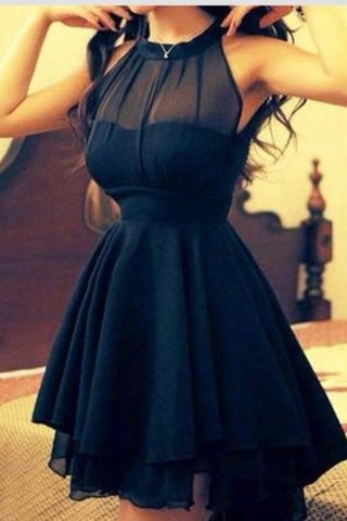 Elegant High Neck Chiffon Summer Homecoming Dress