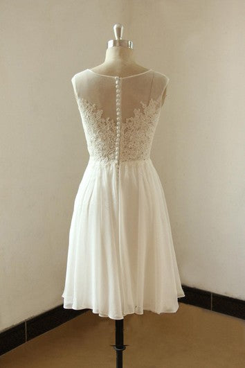 Sleeveless A-Line Knee Length Chiffon and Lace Dress