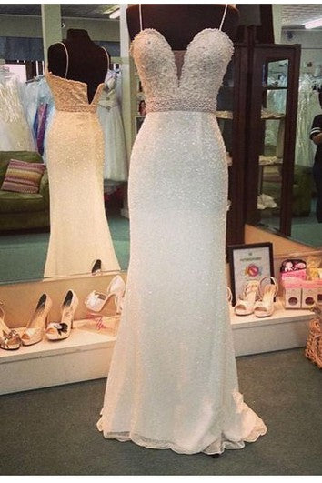 Jemné korálky flitry mořské panny svatební šaty s ramínky