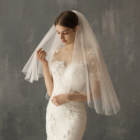 European Style Simple Two Tier Veil