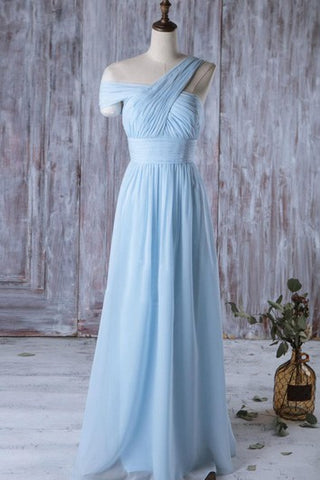 One Shoulder Off Shoulder Empire A-line Chiffon Long Dress