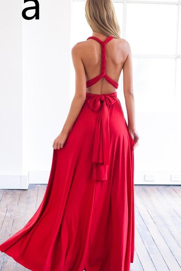 Sexy A-line Sleeveless Red Detached Prom Dress Floor-length