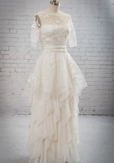 Abito sbalorditivo a mezza maniche con peplo di gambodio rimovibile