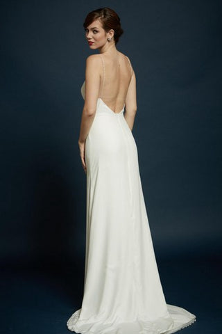 Charmeuse Sheath Sleeveless Dress With Spaghetti Straps and Open Back