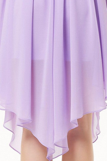 Sleeveless A-line Asymmetrical Dress With Pleats