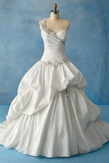 Taffeta One-Shoulder Ball Gown With Tiers