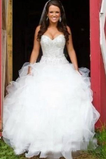 Bling Sweetheart Organza Country crystal beaded Bridal Gown