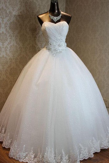 Ball Gown Sweetheart Beading Corset Back Tulle and Lace Dress