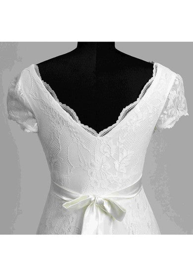 A Line Beach Cap Short Sleeve Maternity Wedding Dress