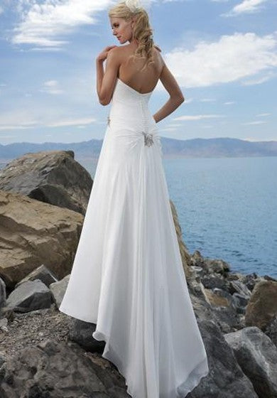 sheath Strapless Chiffon Wedding Dress