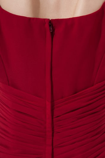 Schmeichelhaftes, eckiges, knöchellanges A-Linien-Chiffon-Kleid für die Brautmutter mit Perlen