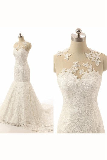 Mořská panna podlahové délky bez rukávů s volány a krajkou