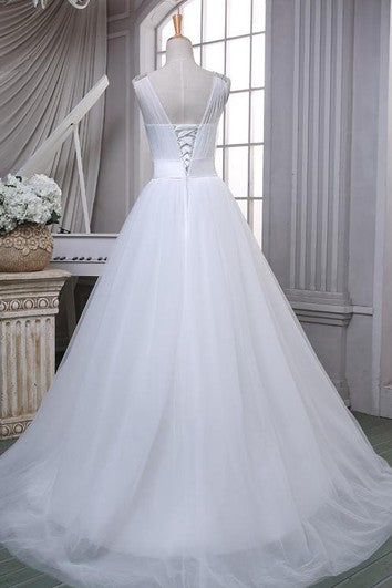 Ball Gown Floor-Length Sweetheart Beading Corset Back Tulle Dress