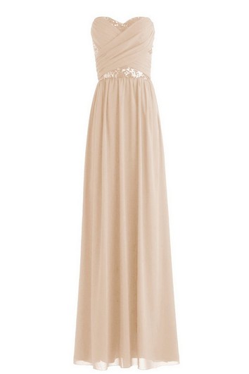 Sweetheart Pleated Chiffon Dress With Sequins