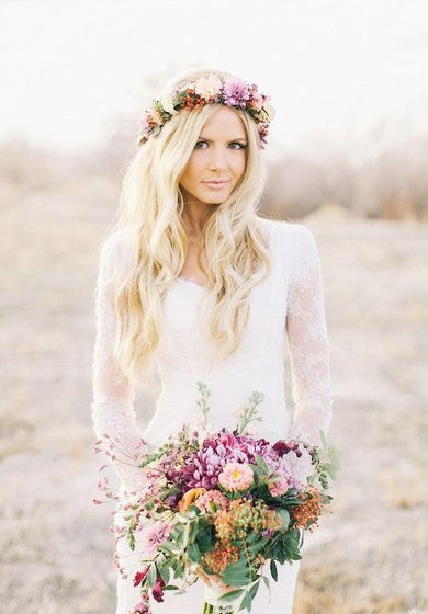 Vétrica Mini Vestido de boda de encaje con cepillo de manga larga de manga larga