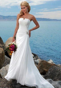 sheath Strapless Chiffon Wedding Dress