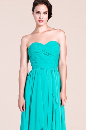 Sweetheart Layered Chiffon Dress With Pleats