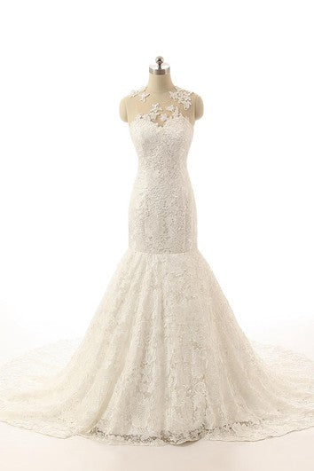 Mořská panna podlahové délky bez rukávů s volány a krajkou