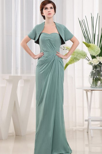 Sweetheart Long Chiffon Bolero and Dress With Central Ruching