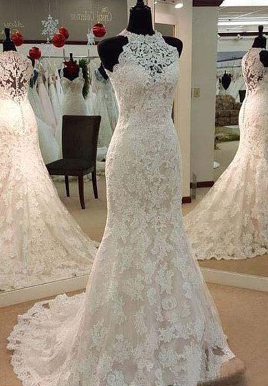 Abito da sposa con maniche per pizzo completo illuso illuso