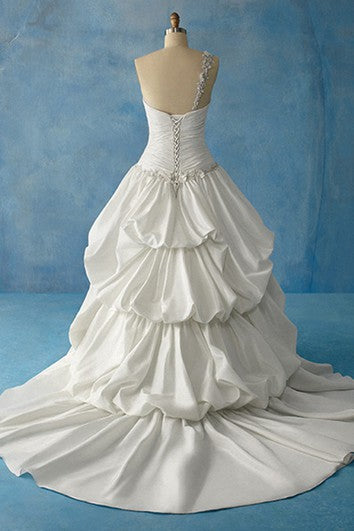 Taffeta One-Shoulder Ball Gown With Tiers