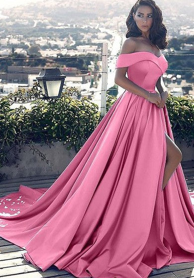 Saténové večerní šaty bez rukávů s dlouhou sukní po zem, vlečkou, áčkovým střihem a sexy překříženým detailem