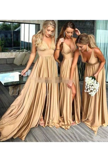 Šaty s výstřihem do V, bez rukávů, s vlečkou, z dresového materiálu, áčkového střihu