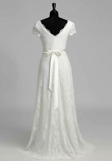 A-Linien-Strandkappe, kurzärmeliges Umstandsbrautkleid