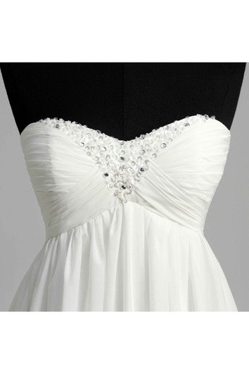 A-line Sweetheart Sleeveless Floor-length Chiffon Wedding Dress with Court Train