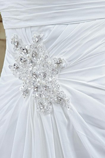 Sexy Front Split White Wedding Dress Beadings Sweetheart Sleeveless