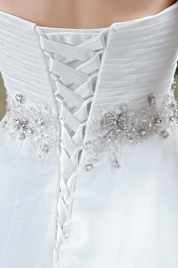 Chic White Sweetheart Beadings Wedding Dress Court Train Lace-up