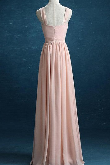 Strapped Chiffon Dress With Pleats