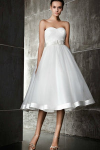 A Line Sweetheart Tea Length Dress