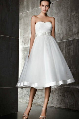 A Line Sweetheart Tea Length Dress